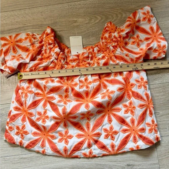 Skies Are Blue Orange Embroidered Off-Shoulder Top Small NWT - Picture 7 of 8